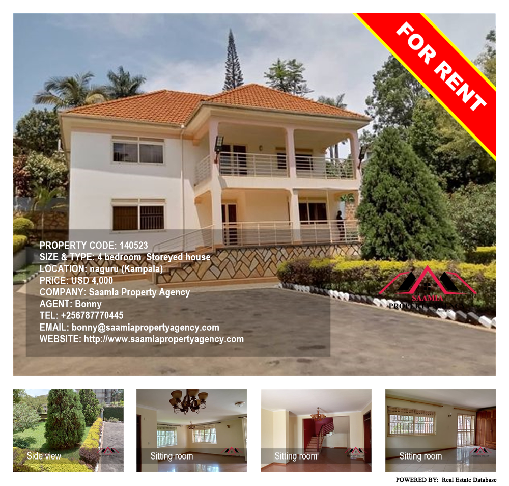4 bedroom Storeyed house  for rent in Naguru Kampala Uganda, code: 140523