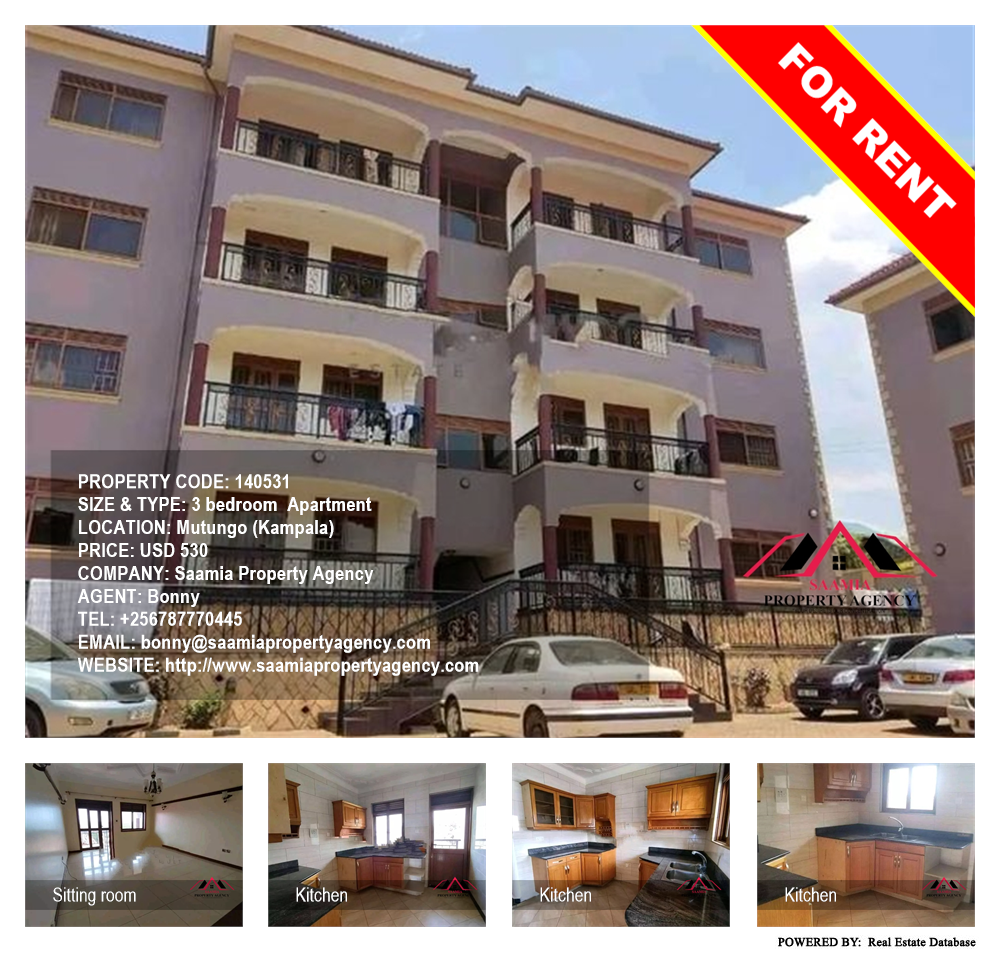 3 bedroom Apartment  for rent in Mutungo Kampala Uganda, code: 140531