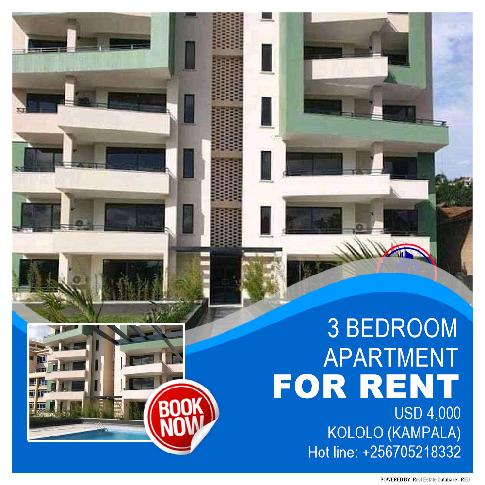 3 bedroom Apartment  for rent in Kololo Kampala Uganda, code: 141412