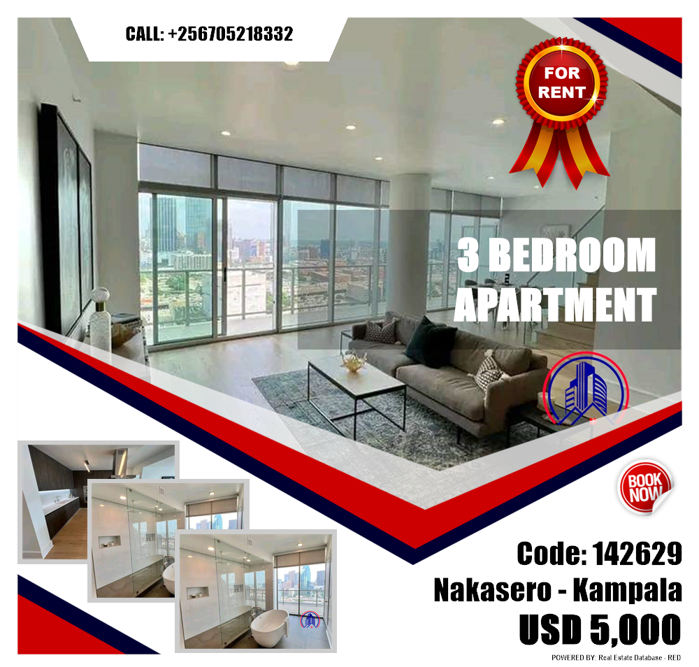 3 bedroom Apartment  for rent in Nakasero Kampala Uganda, code: 142629