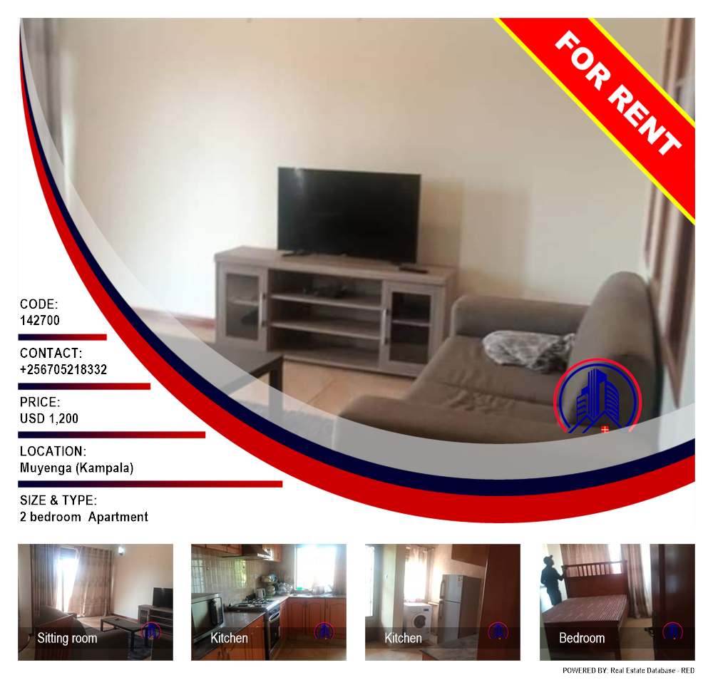 2 bedroom Apartment  for rent in Muyenga Kampala Uganda, code: 142700