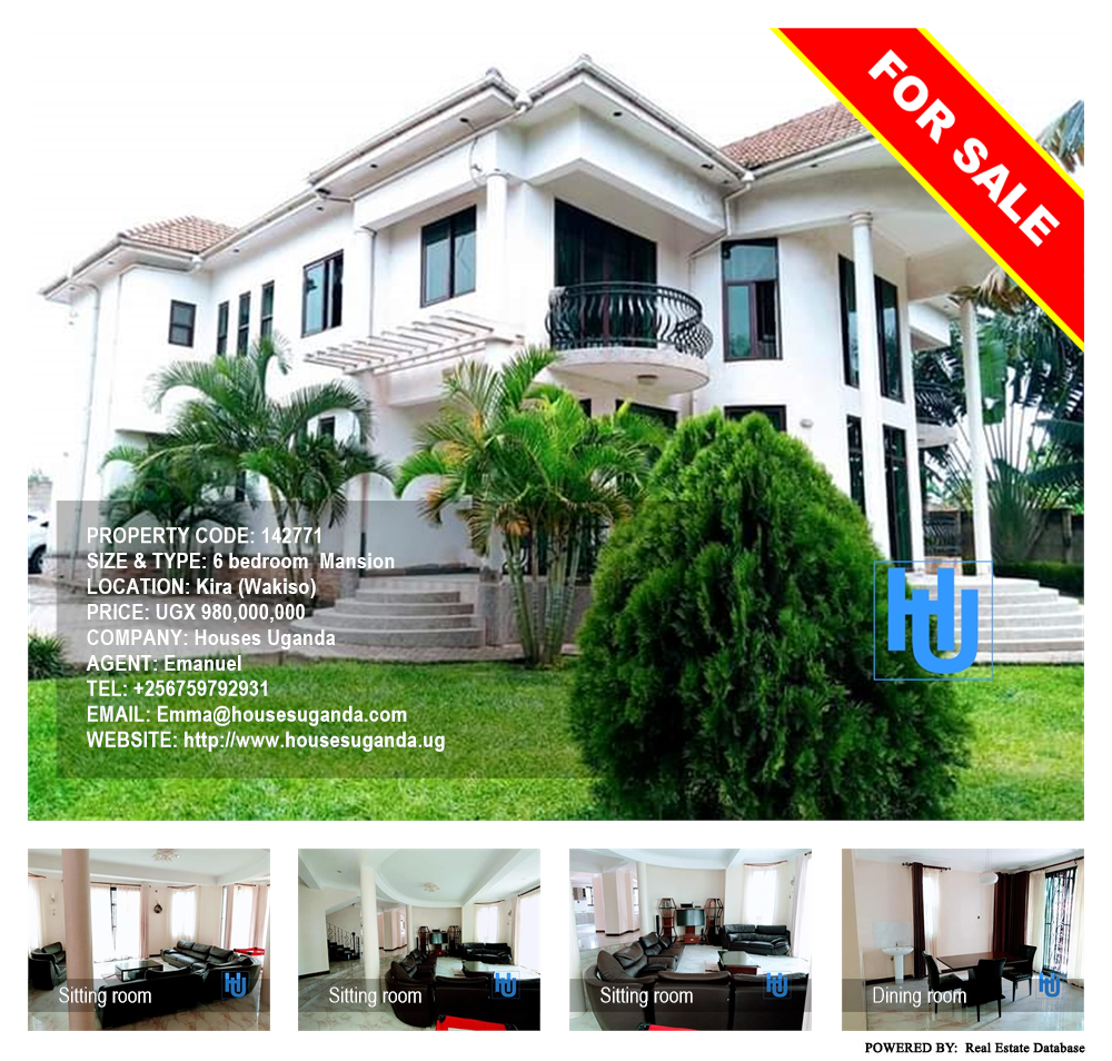 6 bedroom Mansion  for sale in Kira Wakiso Uganda, code: 142771