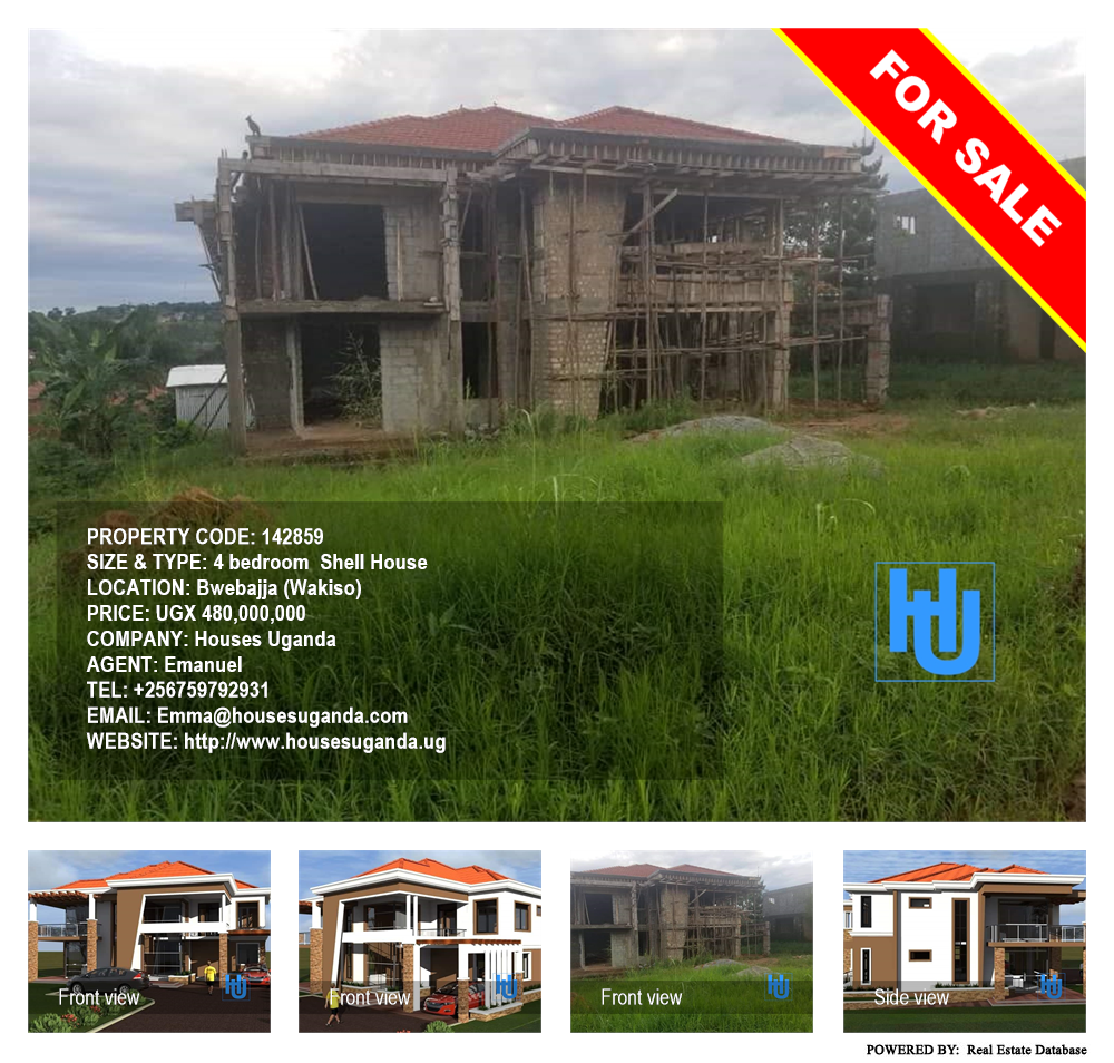 4 bedroom Shell House  for sale in Bwebajja Wakiso Uganda, code: 142859