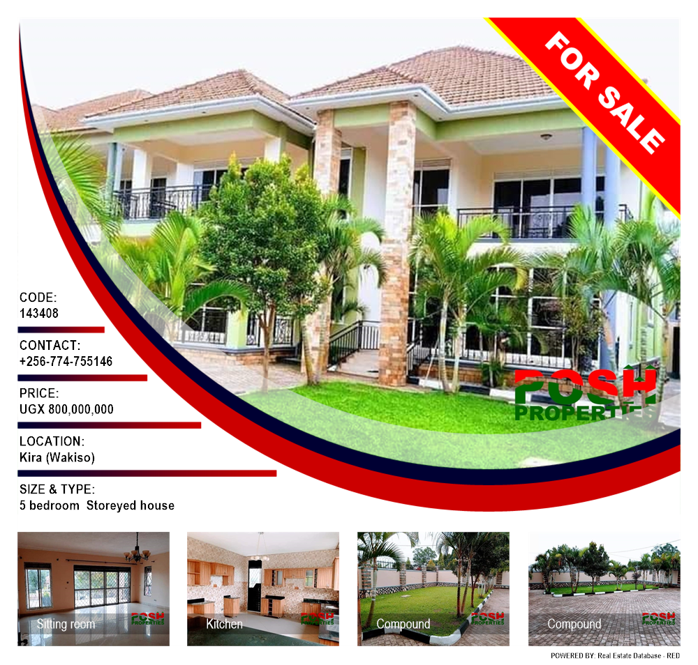 5 bedroom Storeyed house  for sale in Kira Wakiso Uganda, code: 143408