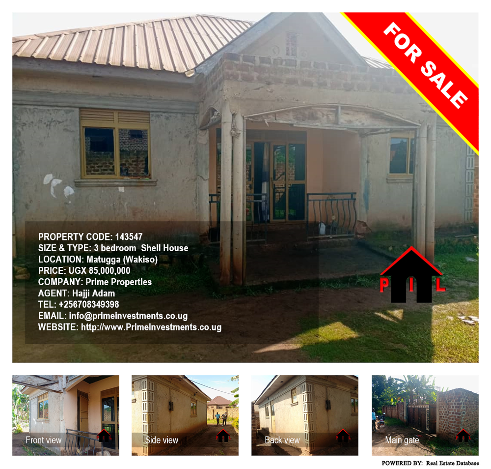 3 bedroom Shell House  for sale in Matugga Wakiso Uganda, code: 143547