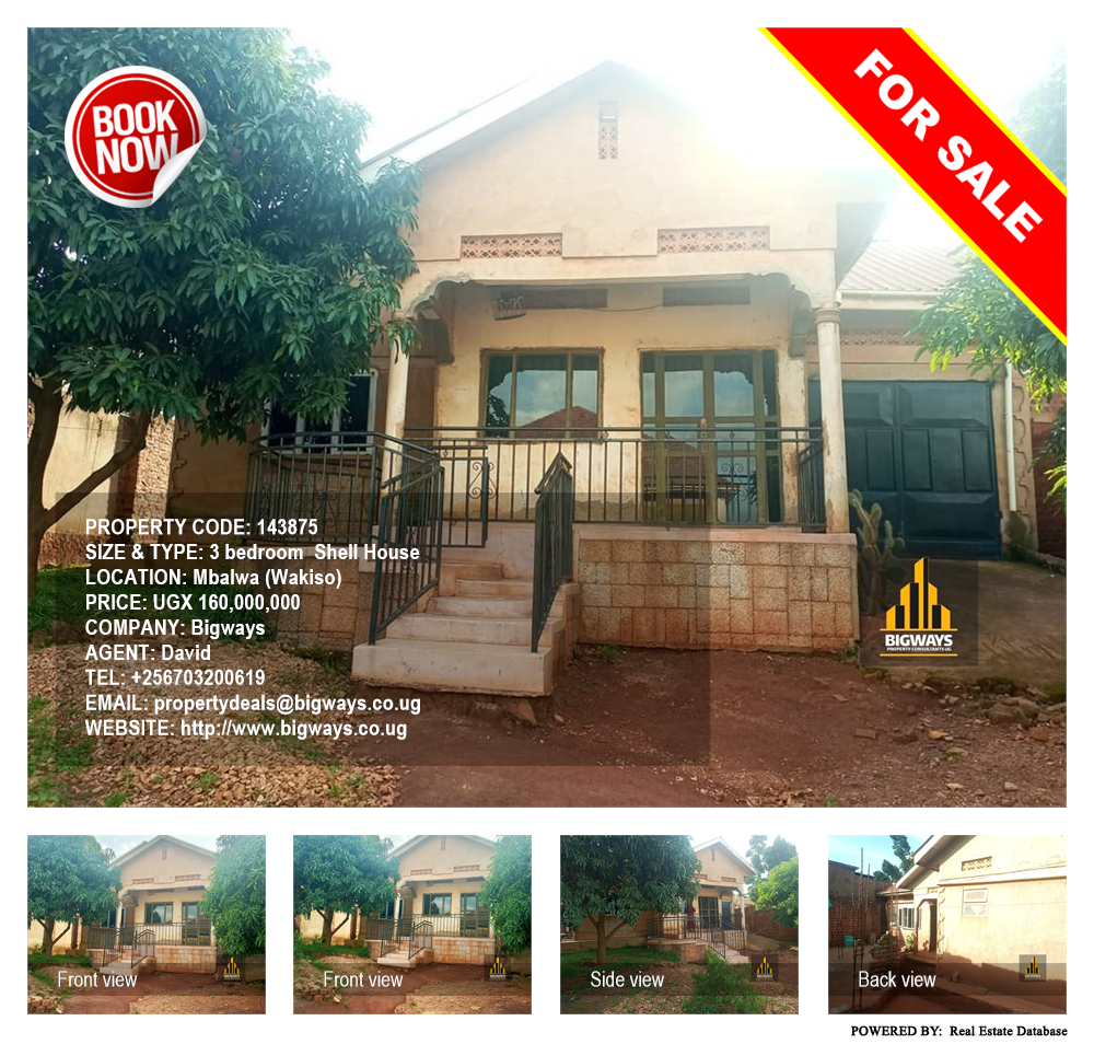 3 bedroom Shell House  for sale in Mbalwa Wakiso Uganda, code: 143875