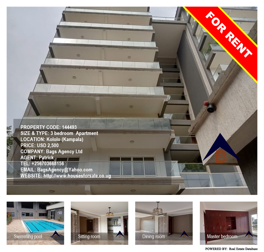 3 bedroom Apartment  for rent in Kololo Kampala Uganda, code: 144493