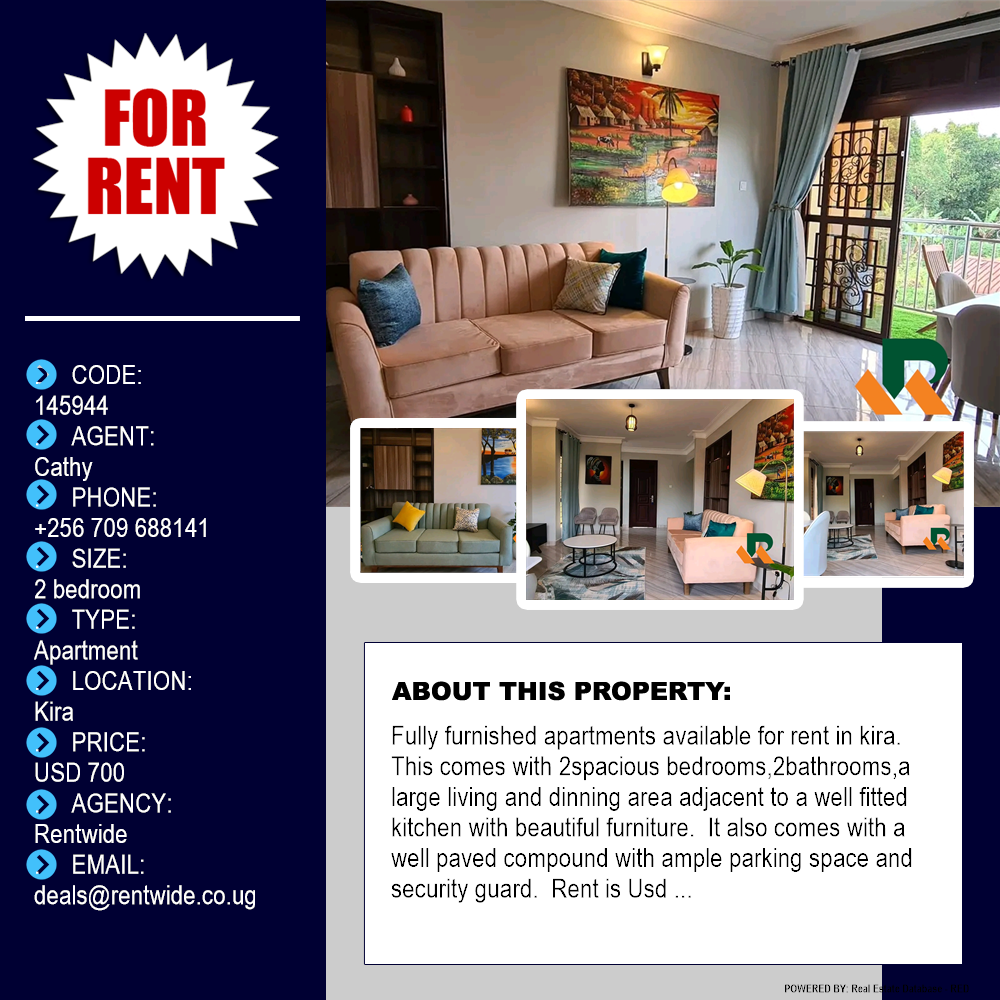2 bedroom Apartment  for rent in Kira Wakiso Uganda, code: 145944