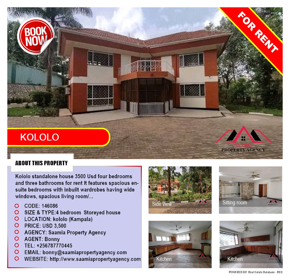 4 bedroom Storeyed house  for rent in Kololo Kampala Uganda, code: 146086