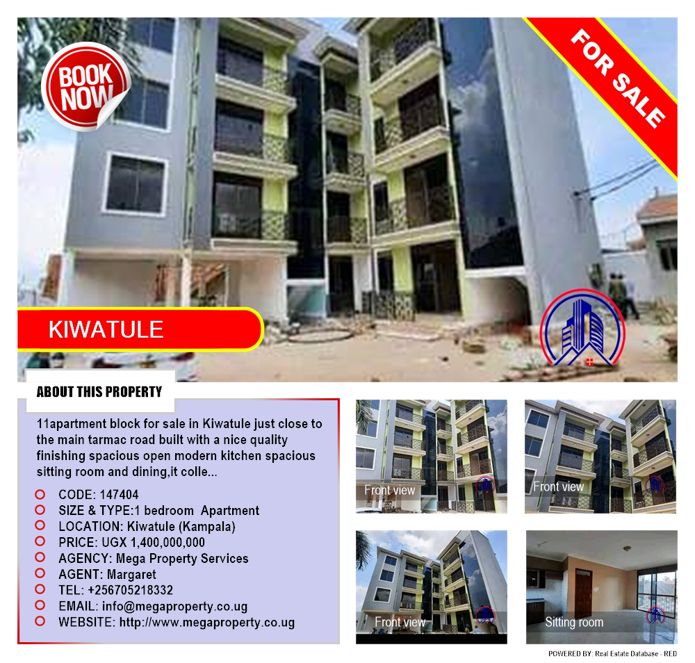 1 bedroom Apartment  for sale in Kiwaatule Kampala Uganda, code: 147404