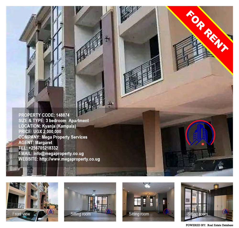 3 bedroom Apartment  for rent in Kyanja Kampala Uganda, code: 148874