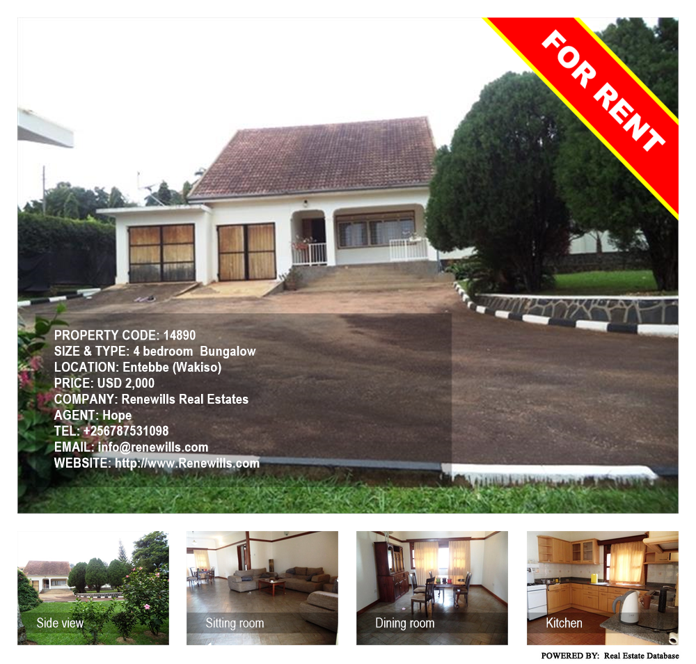 4 bedroom Bungalow  for rent in Entebbe Wakiso Uganda, code: 14890