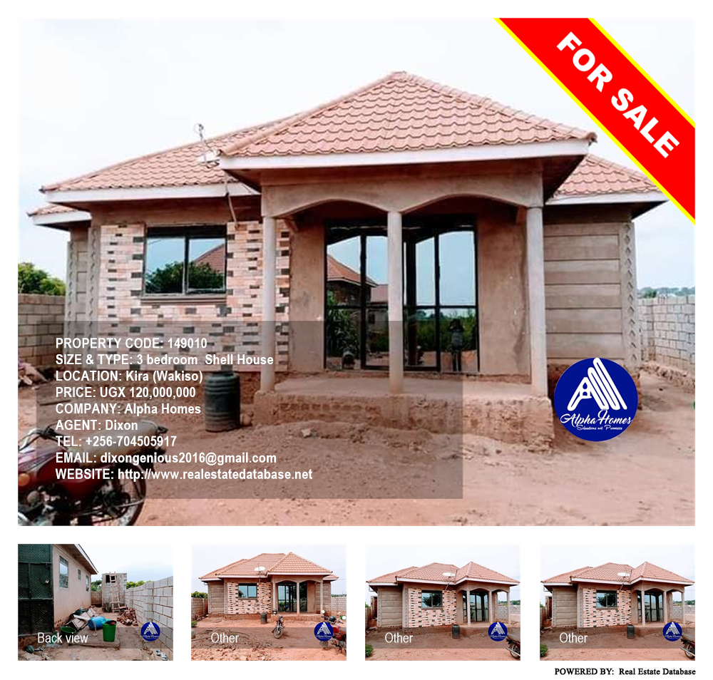 3 bedroom Shell House  for sale in Kira Wakiso Uganda, code: 149010