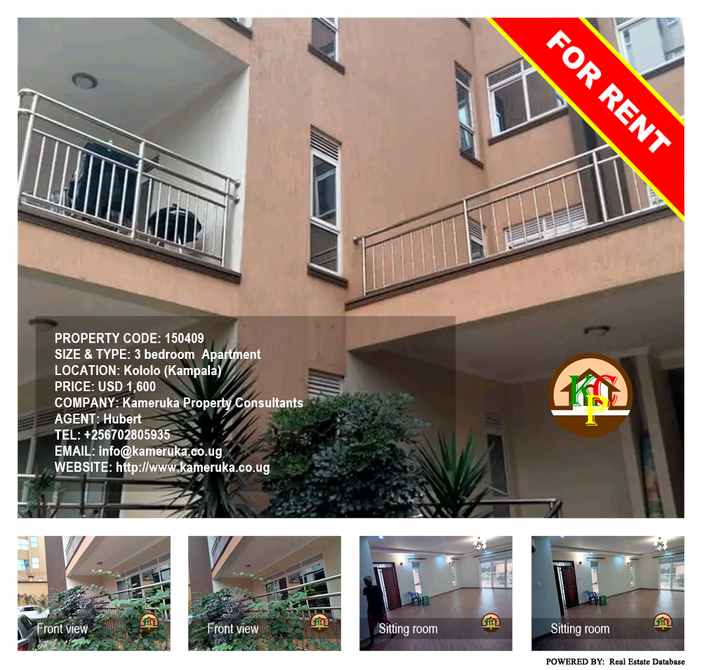 3 bedroom Apartment  for rent in Kololo Kampala Uganda, code: 150409
