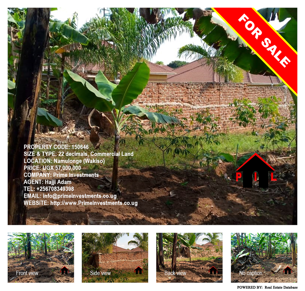 Commercial Land  for sale in Namulonge Wakiso Uganda, code: 150646