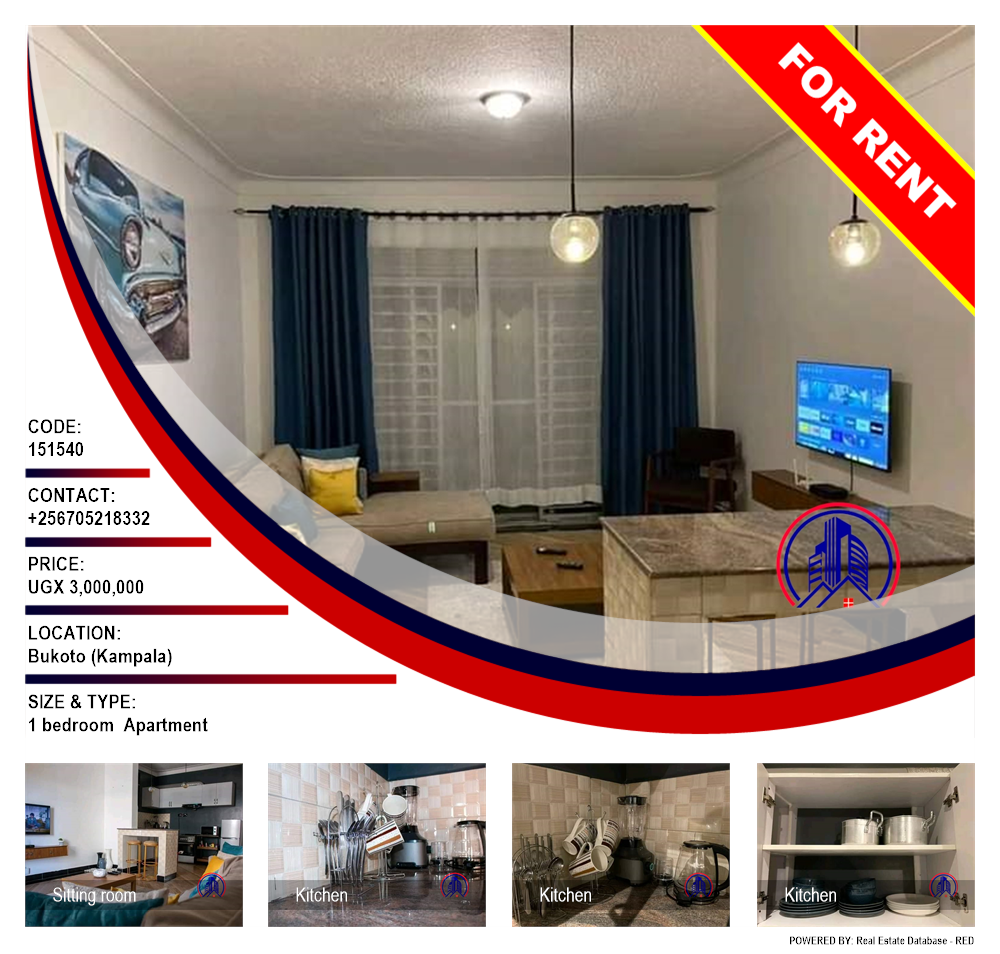 1 bedroom Apartment  for rent in Bukoto Kampala Uganda, code: 151540