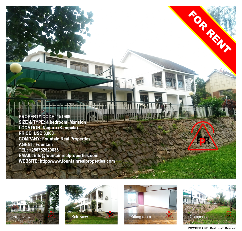 4 bedroom Mansion  for rent in Naguru Kampala Uganda, code: 151989