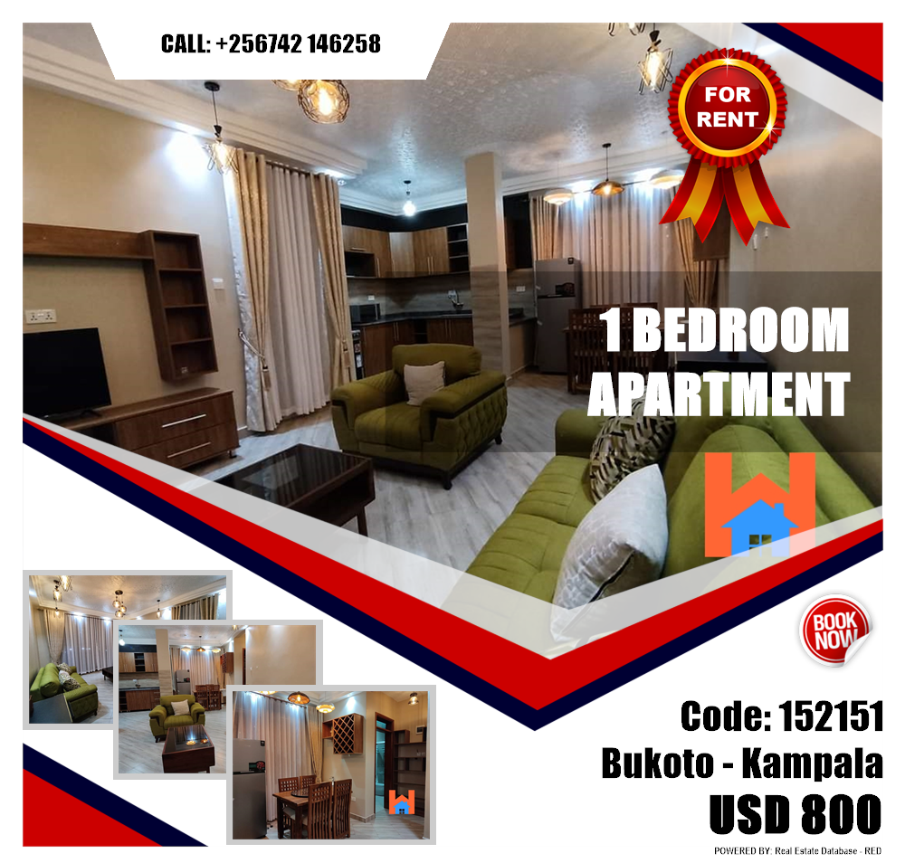 1 bedroom Apartment  for rent in Bukoto Kampala Uganda, code: 152151