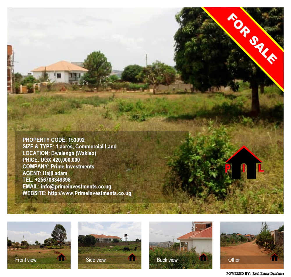 Commercial Land  for sale in Bwelenga Wakiso Uganda, code: 153092