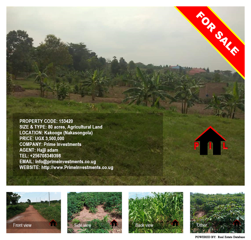 Agricultural Land  for sale in Kakooge Nakasongola Uganda, code: 153420