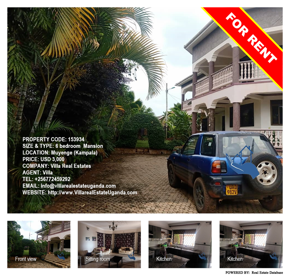 6 bedroom Mansion  for rent in Muyenge Kampala Uganda, code: 153934