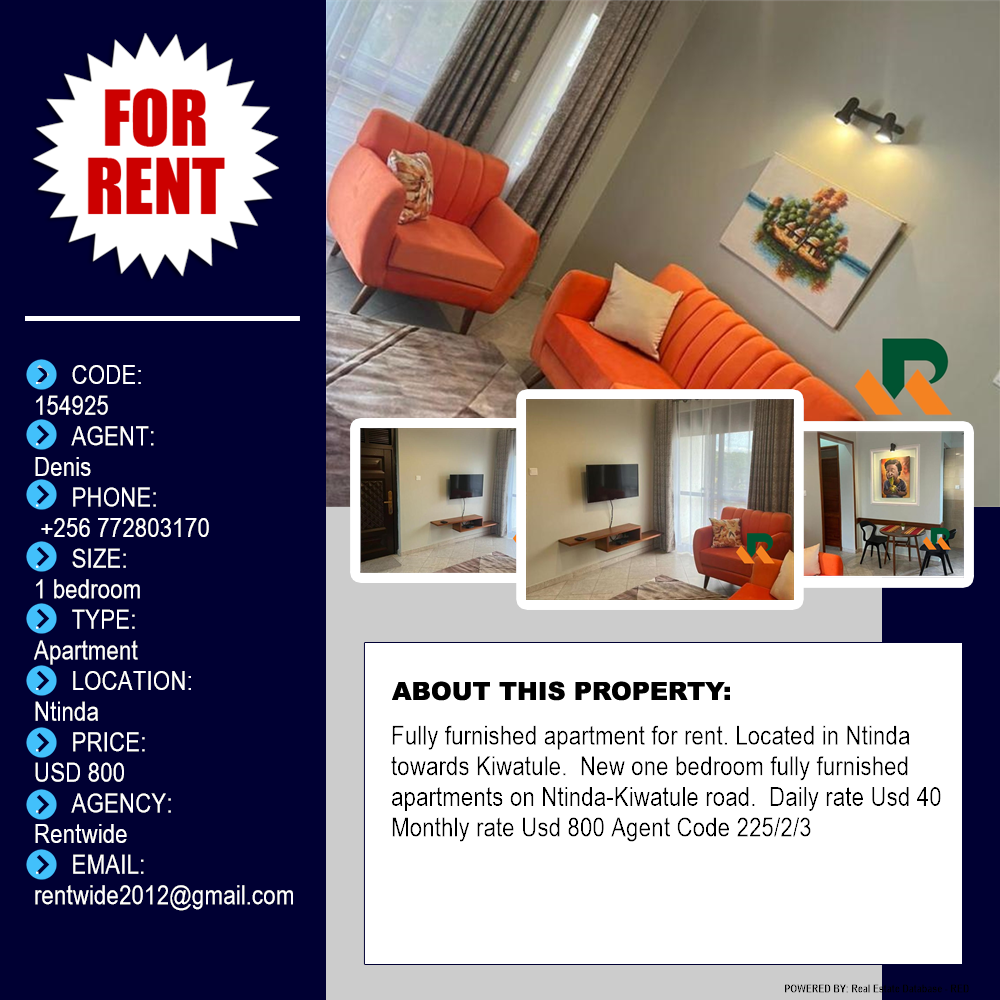 1 bedroom Apartment  for rent in Ntinda Kampala Uganda, code: 154925