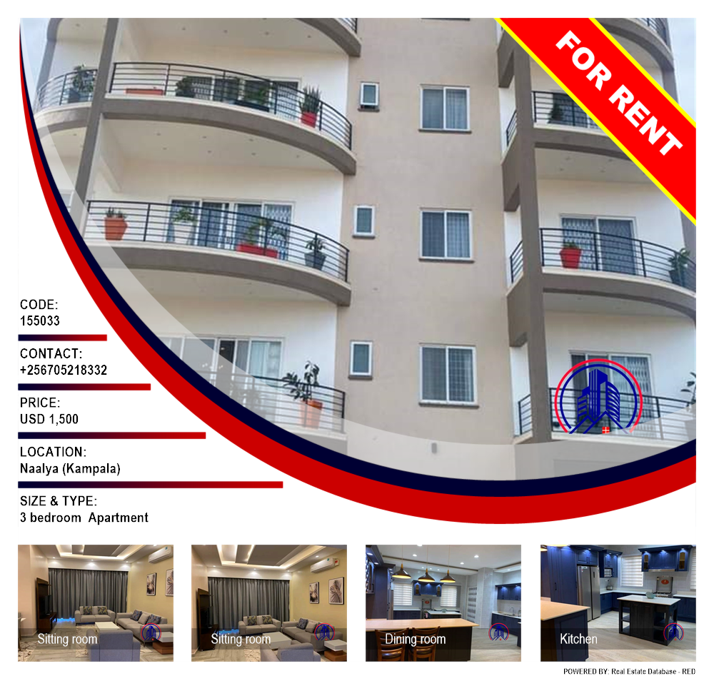 3 bedroom Apartment  for rent in Naalya Kampala Uganda, code: 155033