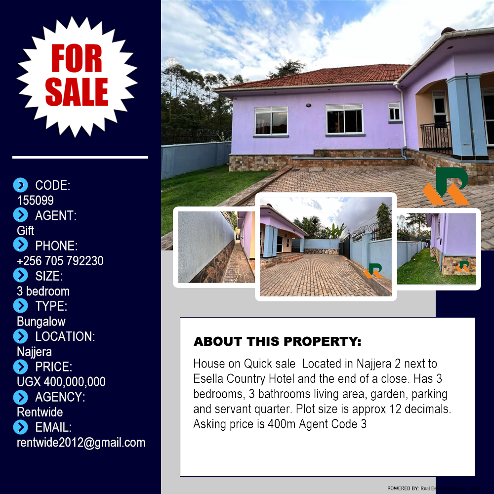 3 bedroom Bungalow  for sale in Najjera Wakiso Uganda, code: 155099