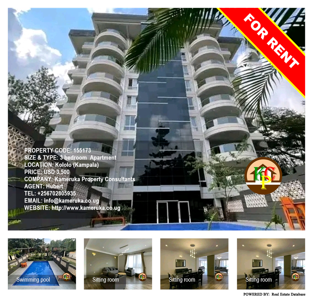 3 bedroom Apartment  for rent in Kololo Kampala Uganda, code: 155173