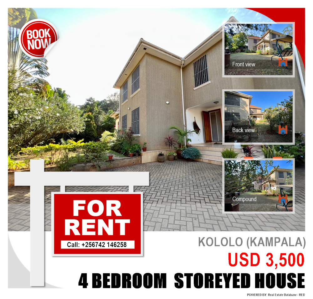 4 bedroom Storeyed house  for rent in Kololo Kampala Uganda, code: 155204