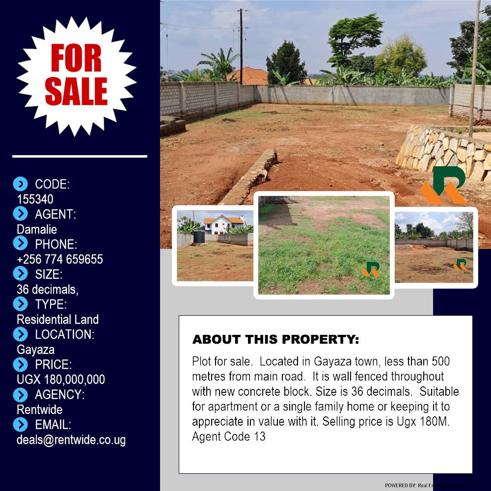 Residential Land  for sale in Gayaza Wakiso Uganda, code: 155340