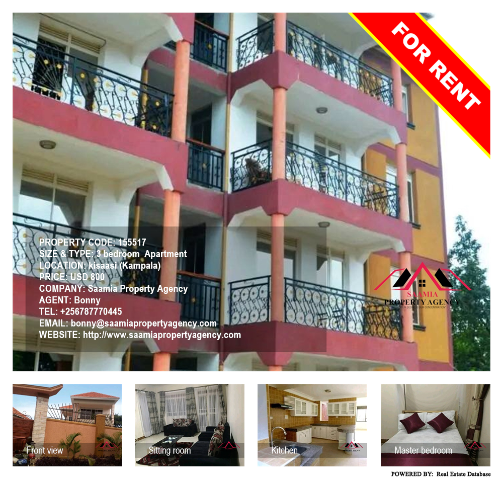 3 bedroom Apartment  for rent in Kisaasi Kampala Uganda, code: 155517