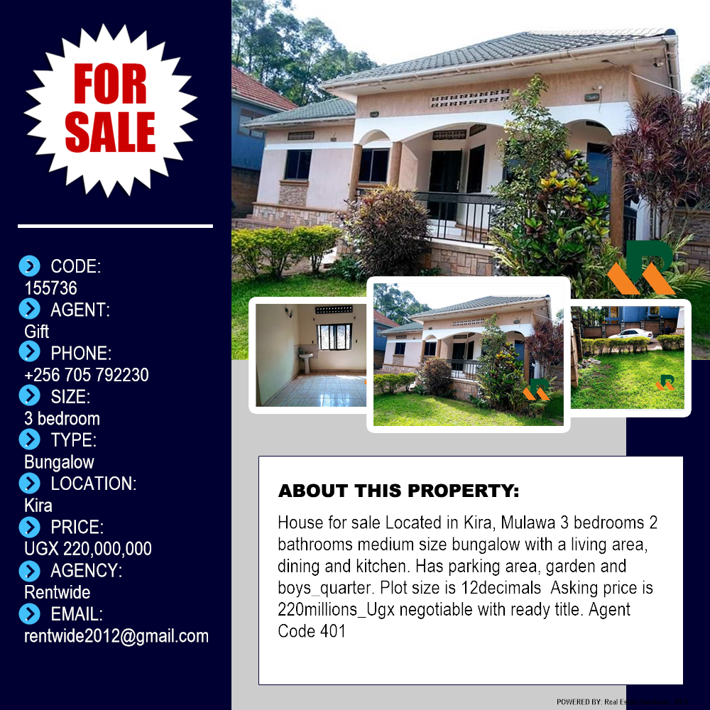 3 bedroom Bungalow  for sale in Kira Wakiso Uganda, code: 155736