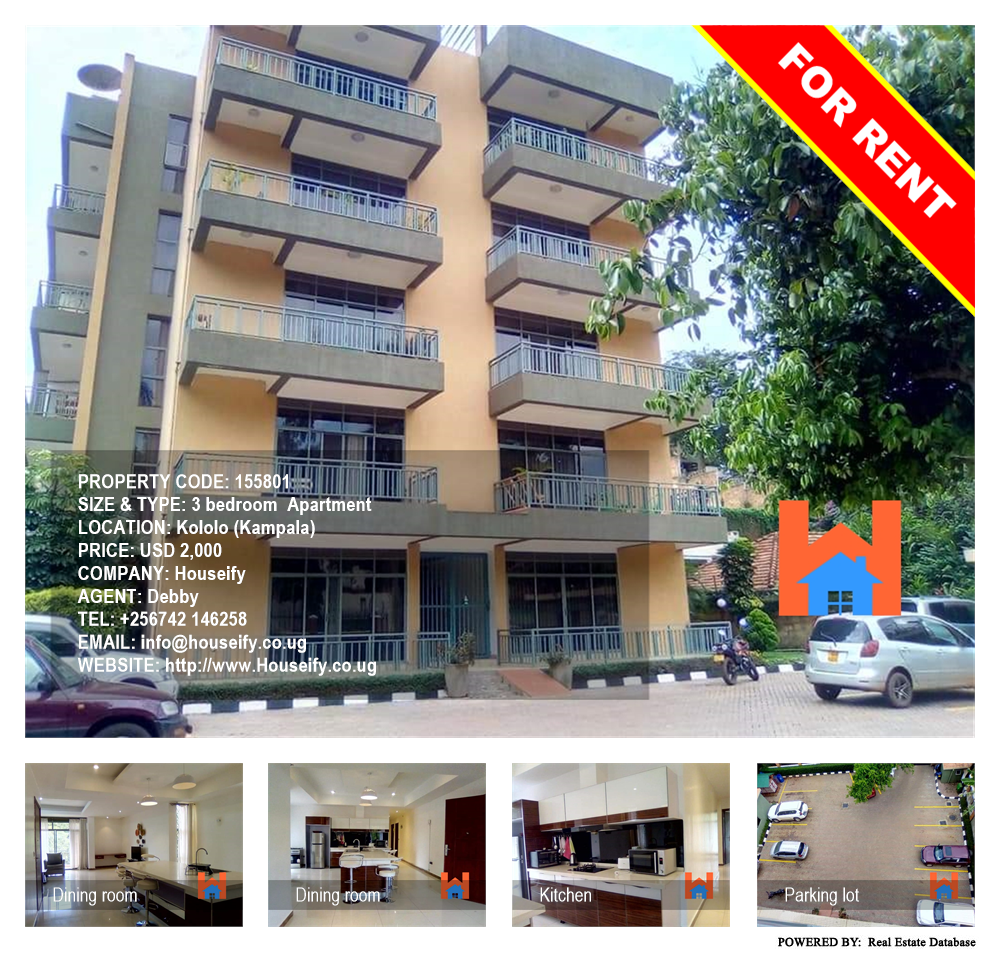 3 bedroom Apartment  for rent in Kololo Kampala Uganda, code: 155801