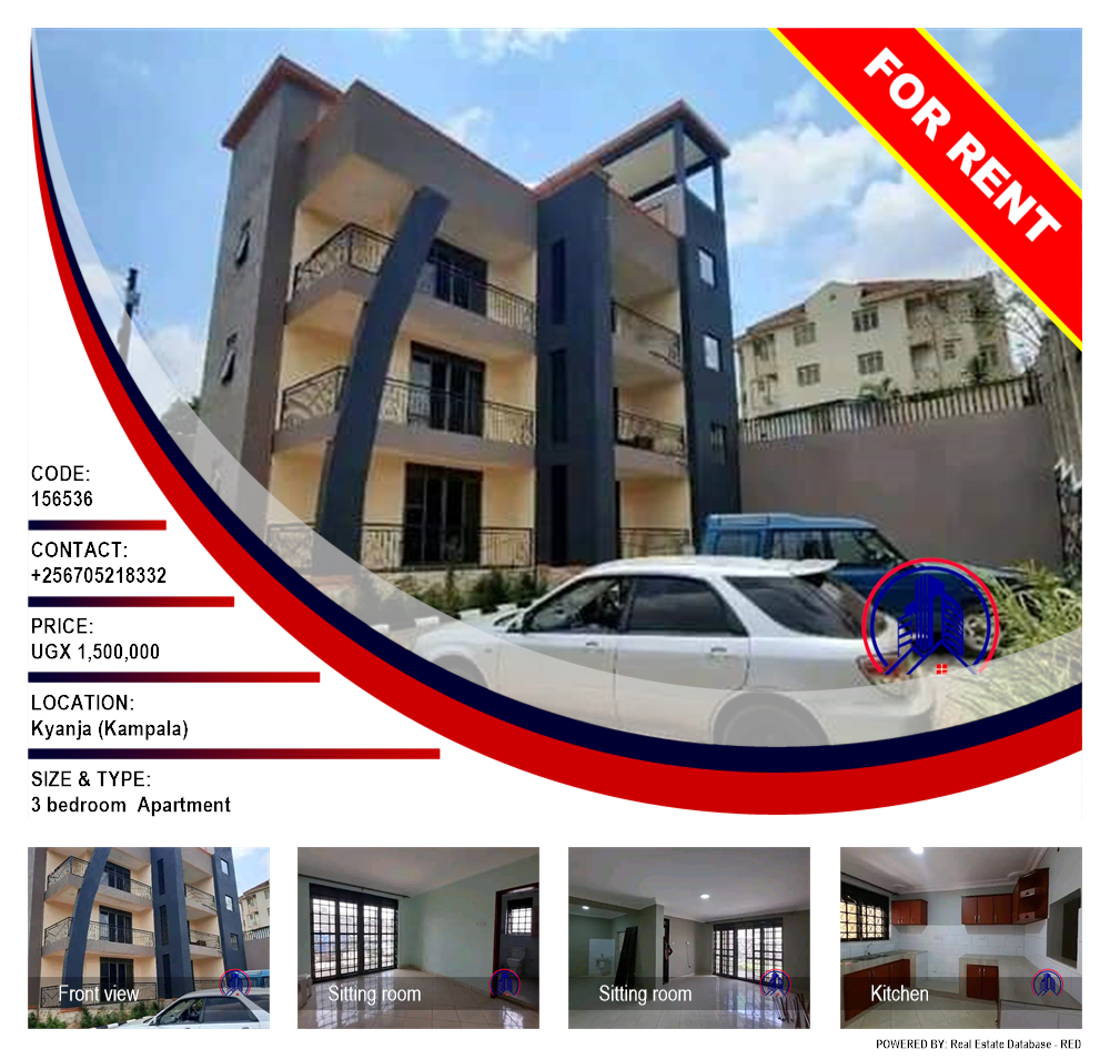 3 bedroom Apartment  for rent in Kyanja Kampala Uganda, code: 156536