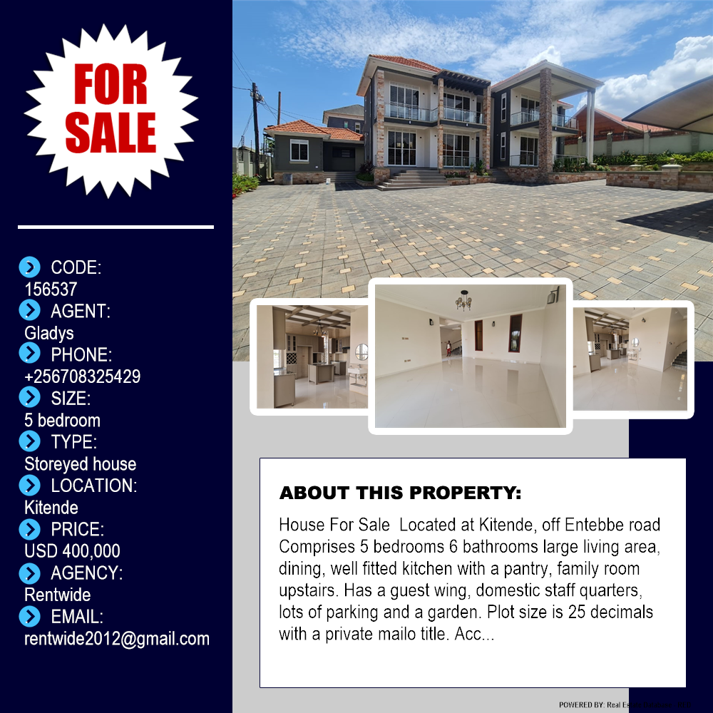 5 bedroom Storeyed house  for sale in Kitende Wakiso Uganda, code: 156537