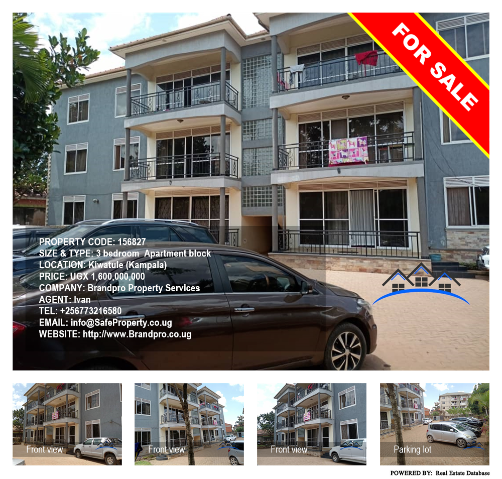 3 bedroom Apartment block  for sale in Kiwaatule Kampala Uganda, code: 156827