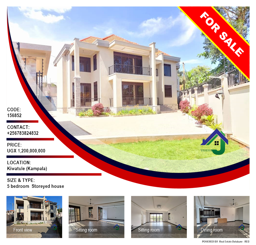 5 bedroom Storeyed house  for sale in Kiwaatule Kampala Uganda, code: 156852