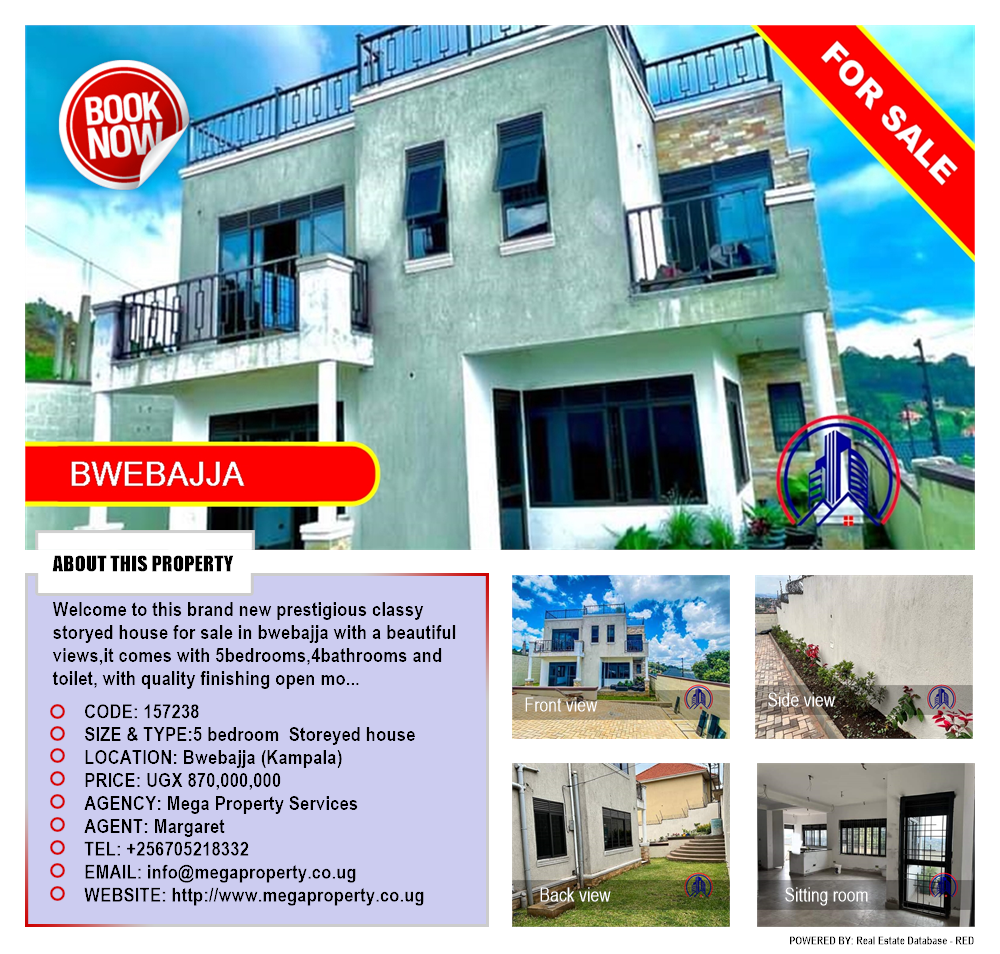 5 bedroom Storeyed house  for sale in Bwebajja Kampala Uganda, code: 157238