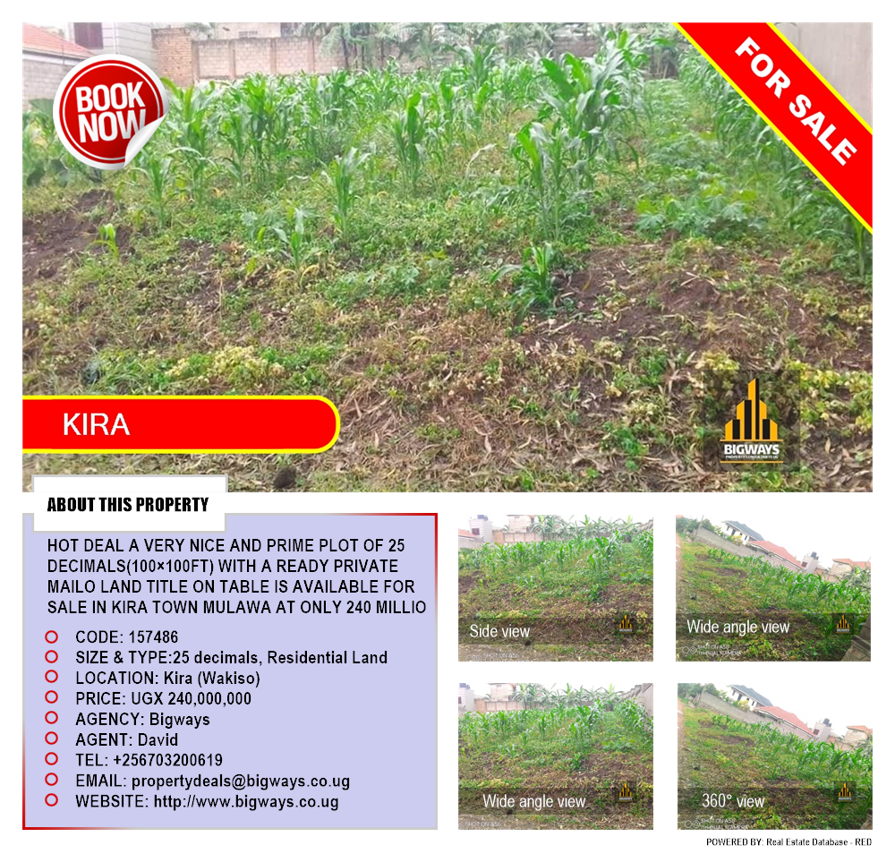 Residential Land  for sale in Kira Wakiso Uganda, code: 157486