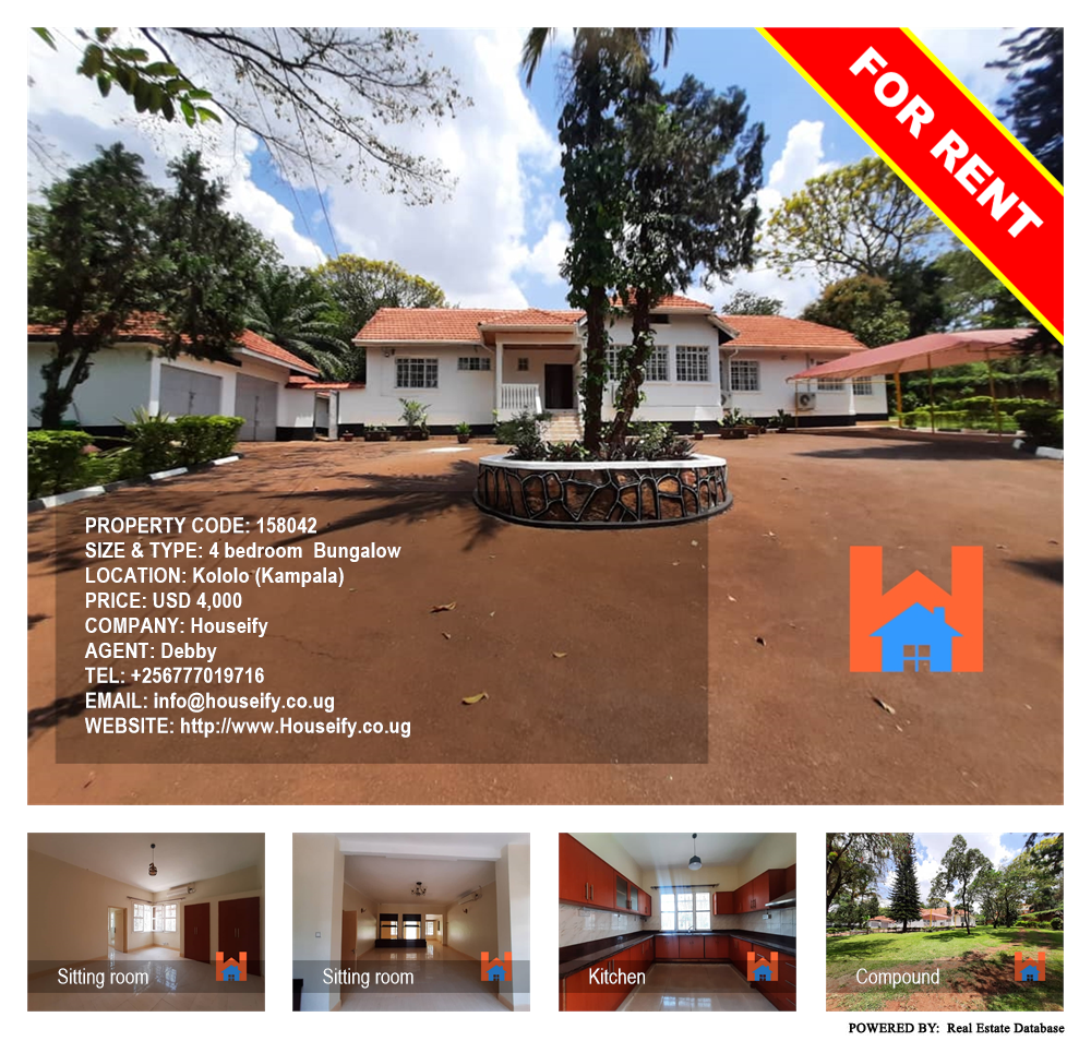 4 bedroom Bungalow  for rent in Kololo Kampala Uganda, code: 158042