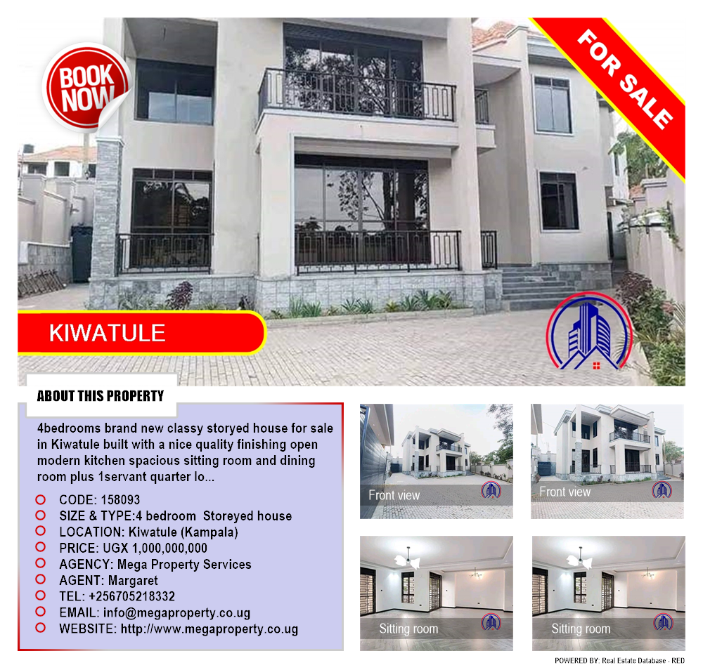 4 bedroom Storeyed house  for sale in Kiwaatule Kampala Uganda, code: 158093