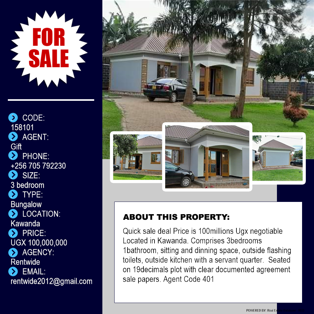 3 bedroom Bungalow  for sale in Kawanda Wakiso Uganda, code: 158101