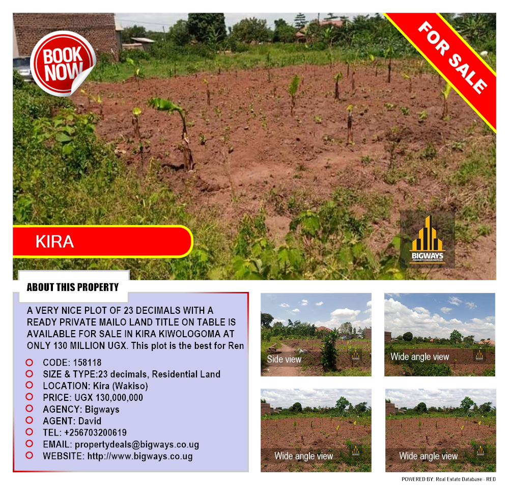 Residential Land  for sale in Kira Wakiso Uganda, code: 158118