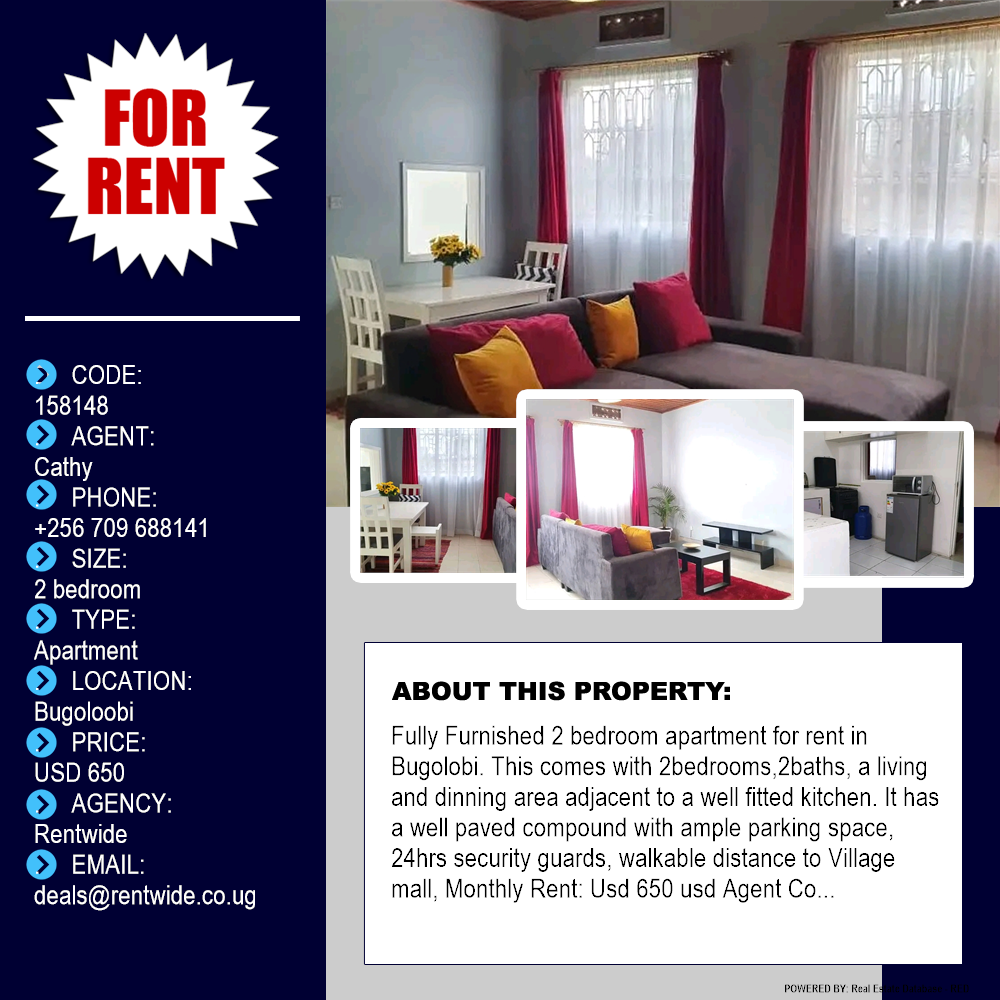 2 bedroom Apartment  for rent in Bugoloobi Kampala Uganda, code: 158148