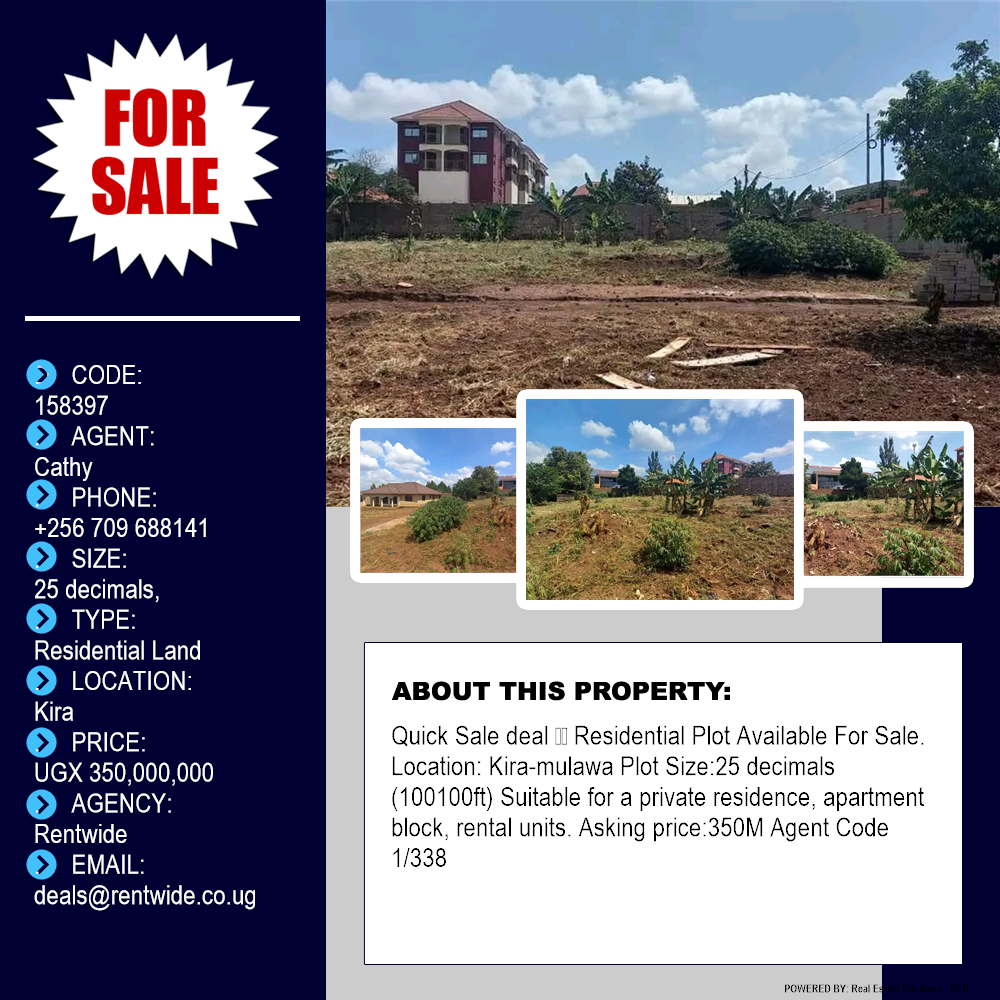 Residential Land  for sale in Kira Wakiso Uganda, code: 158397