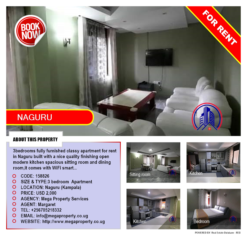 3 bedroom Apartment  for rent in Naguru Kampala Uganda, code: 158826