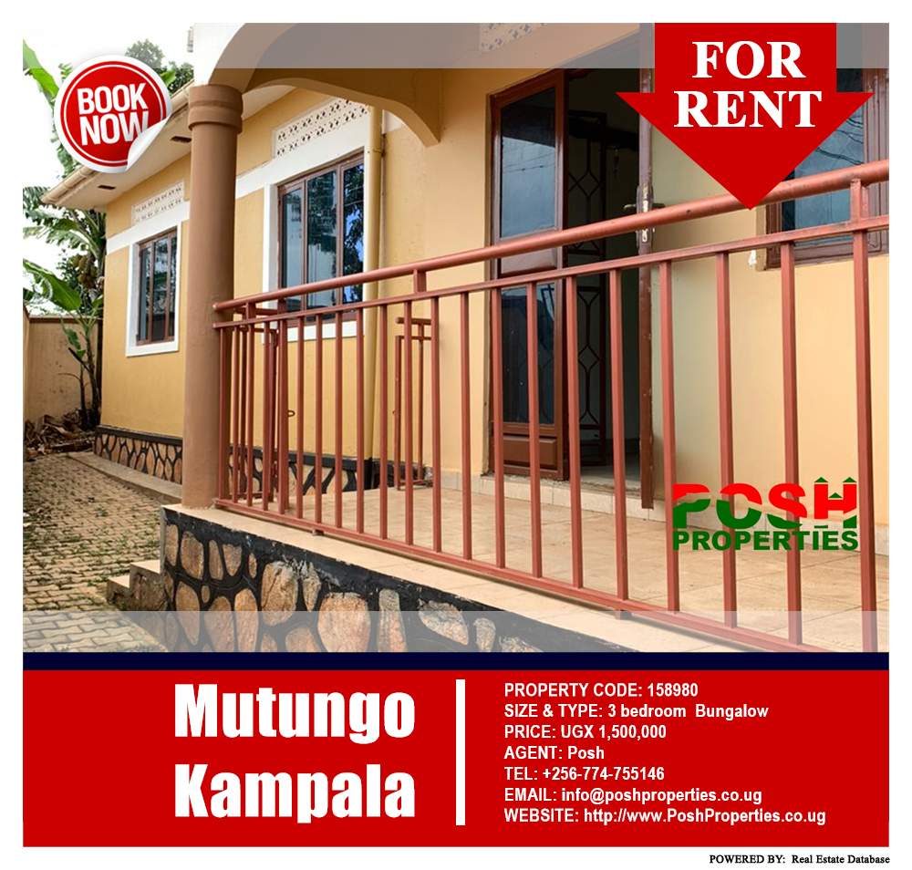 3 bedroom Bungalow  for rent in Mutungo Kampala Uganda, code: 158980