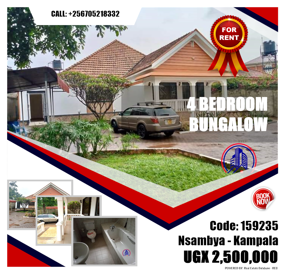 4 bedroom Bungalow  for rent in Nsambya Kampala Uganda, code: 159235