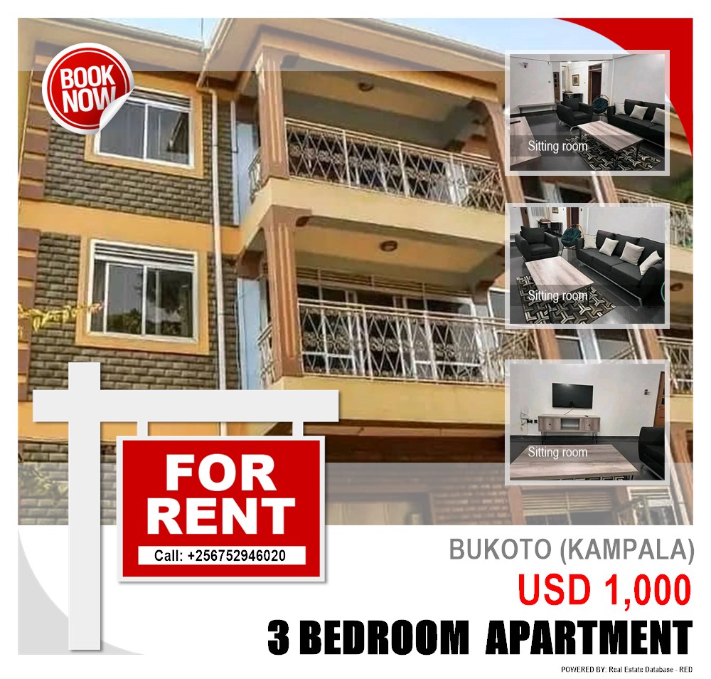 3 bedroom Apartment  for rent in Bukoto Kampala Uganda, code: 159799